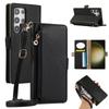 For Samsung Galaxy S23 Ultra Wallet Phone Case Shockproof TPU+PU Leather Flip Cover with Mirror,Strap