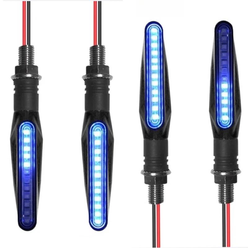 2PCS Universal LED Motorcycle Turn Signals - 12V IP68 Waterproof Amber Flasher Indicator Rear Lights