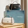 Calvin Klein Elegant Commuter Letter Shoulder Chain Mixed Material Tote Bag Small Women Handbags Lily-White 4F3282G-FUP