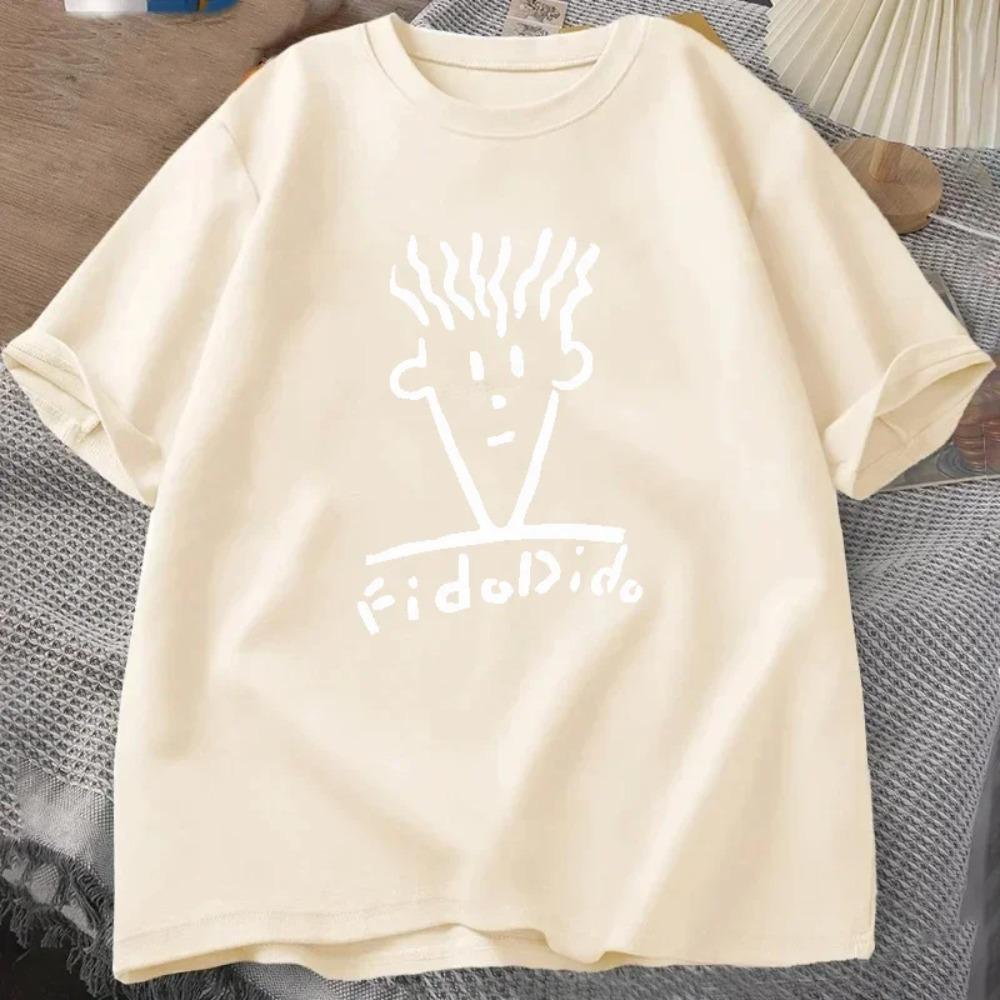 Mann Schwarze T-Shirts Sommer T-Shirt Fido Dido Gesicht T-Shirt Jungen Weiße T-Shirts Sweatshirt Herrenbekleidung Locker Lässig Streetwear