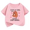Just a Girl Who Likes Capybaras Funny Short-sleeve Summer Children's T-shirt for Boys and Girls Casual Top