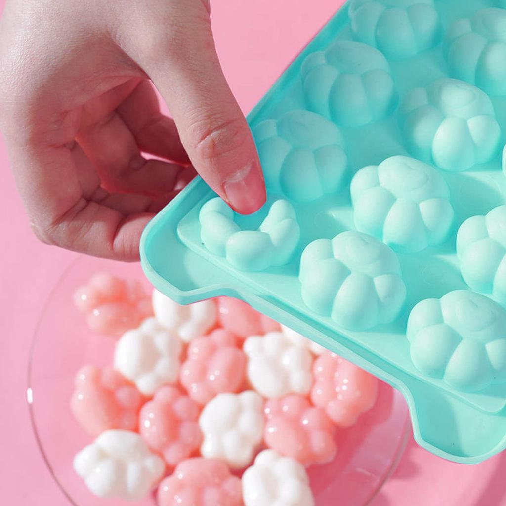 Silicone Ice Cube 24 Easy Ice with Cute Cat Paw Chocolate Shape [Charming Decoration] Tray, Cavities, Removal, Lid, Shape, Juice, Whiskey, (Green)