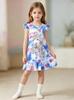 Little Girls Summer Dress, Cute Blue Unicorn Printed Soft Stretch Sleeveless Easter Dresses, Sundress for Kids 2-8 Year