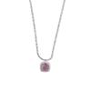 Elegant Pink Cubic Zirconia Pendant Necklace Silver Color Chain Exquisite Women Accessories Fashion Jewelry Party Birthday Gift