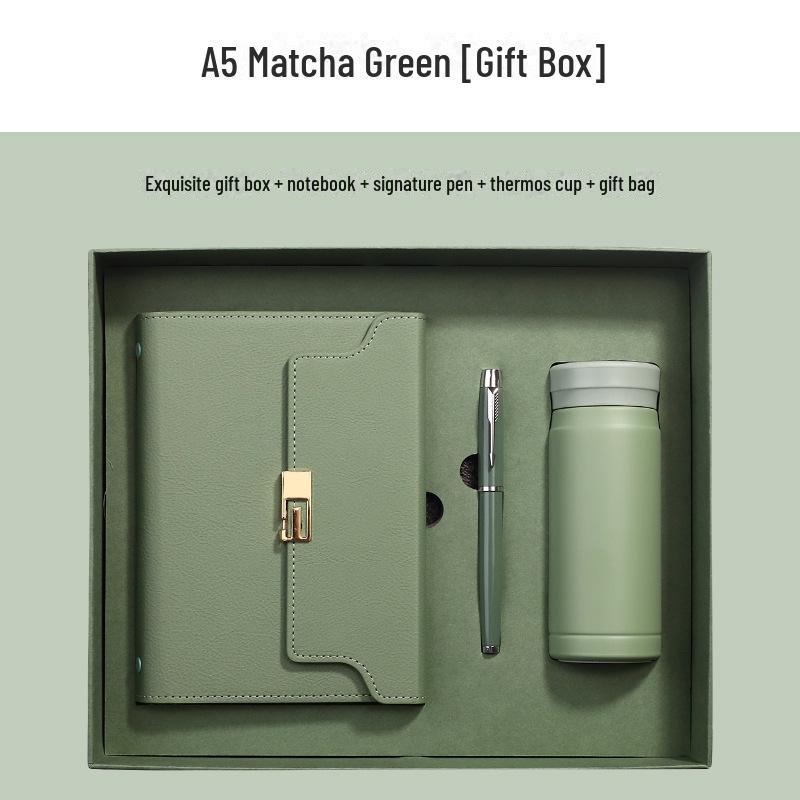 

Подарочный набор из блокнота и термоса формата А6 из искусственной кожи с возможностью персонализации страниц для записей встреч