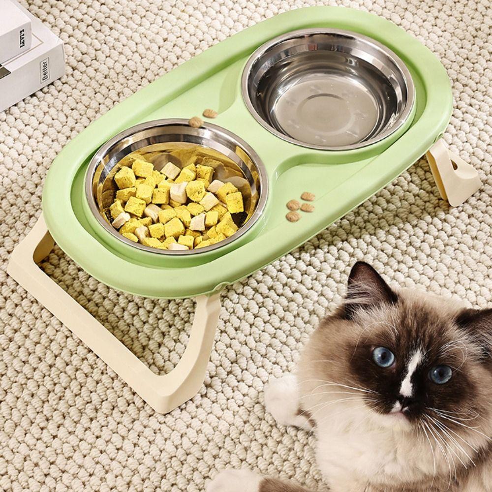 With Stand Dog Food Bowl Non-Slip Dog Food Container Practical Cat Double Bowls