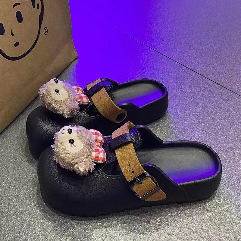 Cute early autumn outer bag head slippers versatile soft duffy bear comfortable flat bottom half drag