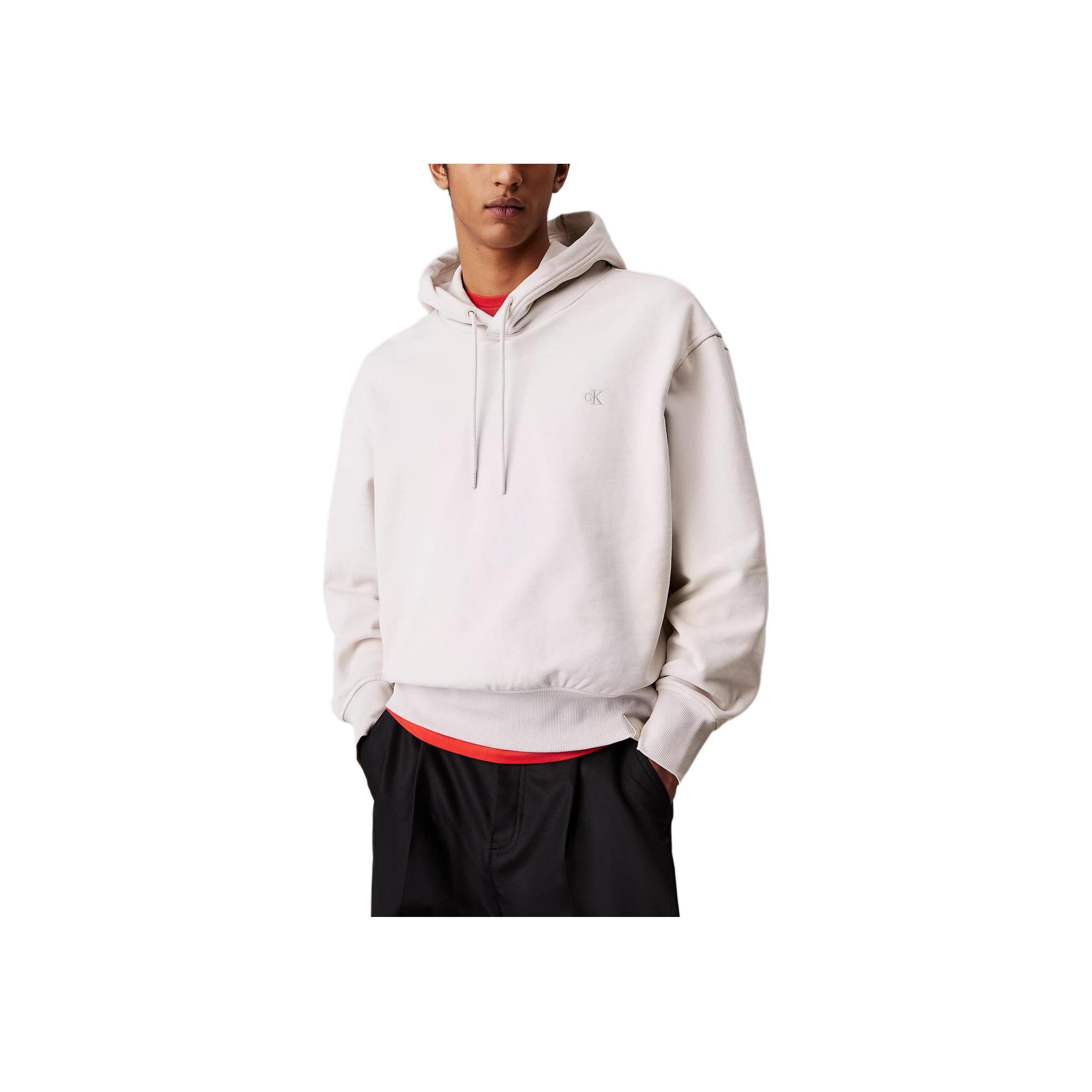 

Calvin Klein Loose Drawstring Hooded Pullover Sweatshirt Men sweatshirts White J30J326748-PDH S