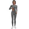 Auroth Seamless Gym Running Set Women Long Sleeve Yoga Sportswear Sexy Push Up Pants Fitness Clothes