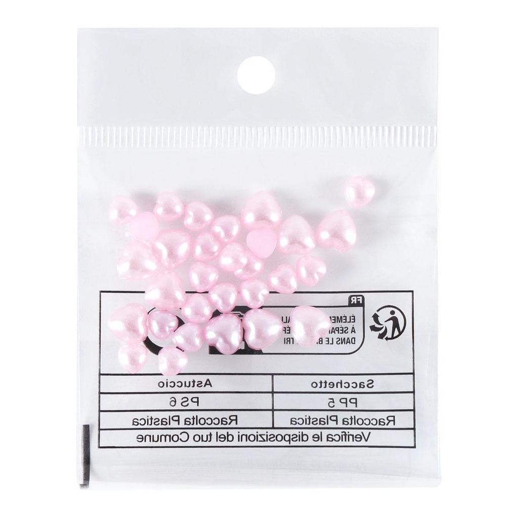 30pcs Pink Pearl Heart Nail Art Charms Mixed Size 3D Love Heart Nail Decoration Kawaii Accessories Valentine's Day Nail Design Supplies