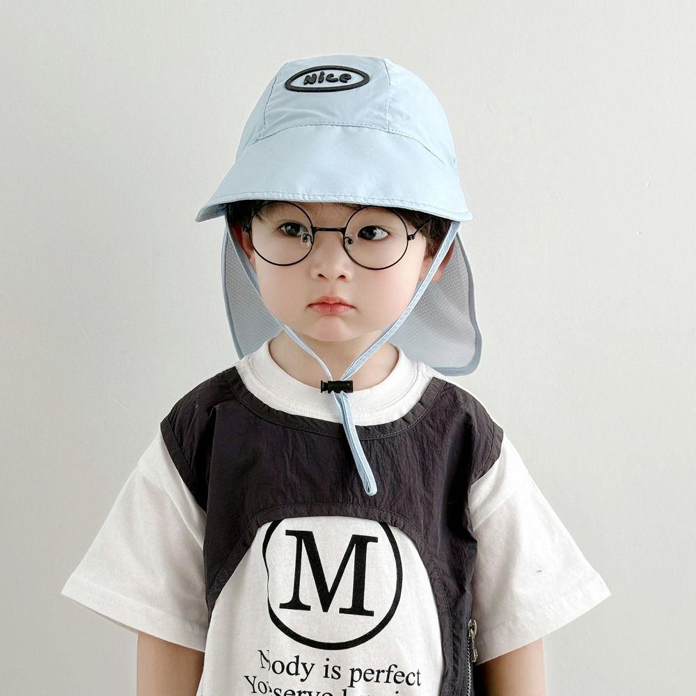 

Quick Dry Kids Shawl Sun Hat Sweet Children Fishmen Hat Cute Baby Sun Protection Hat Boys Style1-Blue