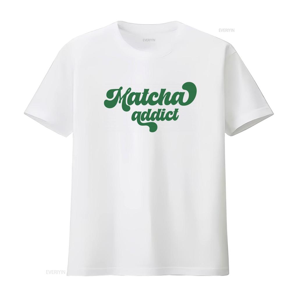Retro Matcha Addict Lover T Shirt Green Tea Latte Iced Drink Trendy Aesthetic for Baristas vintage Washed Soft Stylish