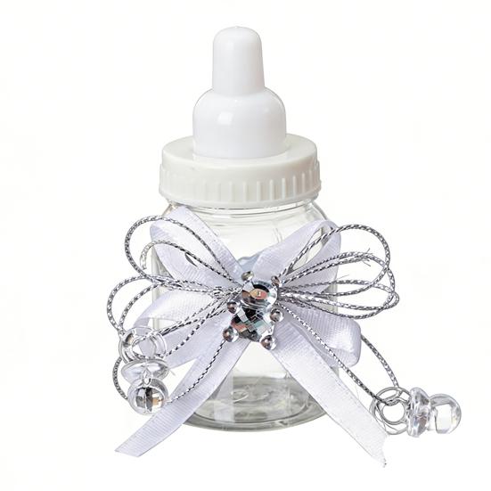 1/6/12 Pièces Mini Bouteille de Lait Boîte à Bonbons avec Ours Strassé Ruban Nœud Bonbons Goodies Pot de Rangement Friandises Fête de Naissance Cadeaux