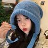 Dual Purpose Hat for Women In Autumn and Winter Warm and Versatile Woolen Hat with Straps and Piles Sweet and Versatile Ear Protection