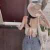 Seaside Fashion Sexy Suspender Vest Lace-up Knitted Beach Beauty Back Holiday Backless Tube Top Hollow Short Top