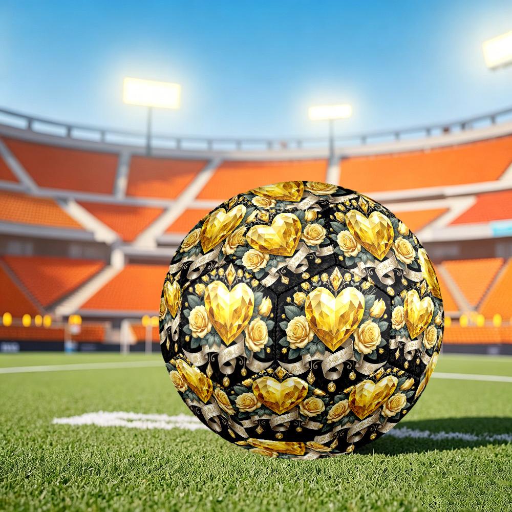 1pc Golden Heart Roses Size 5 Soccer Ball Professional Match Training Football Indoor &Outdoor Sports Ball Training Ball Lightweight Durable y19