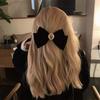 New Black Velvet Bow Hairpin for Women Elegant Fabric Alloy Roses Ponytail Hair Clips Barrette Heawear Hair Accessories