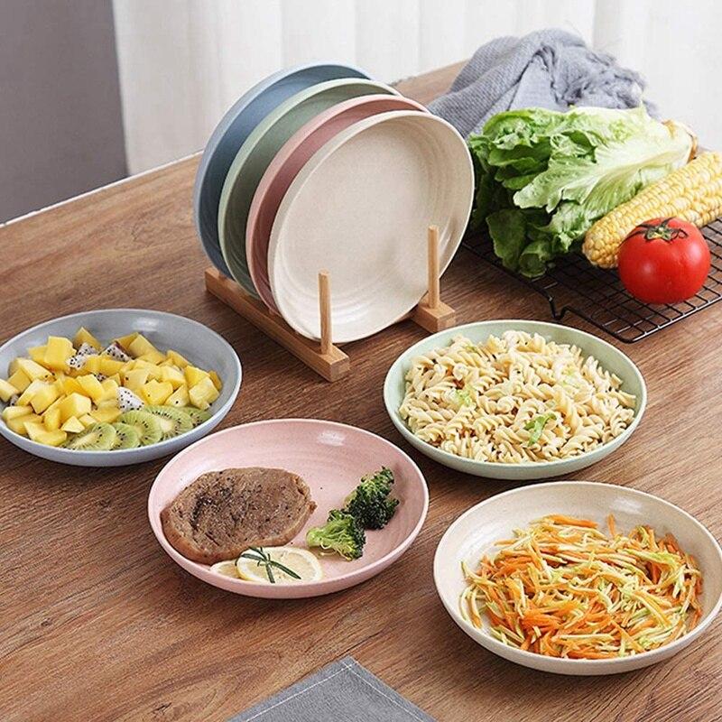 Wheat Straw Plate Fruit Plate Plastic Spitting Bone Plate Easy Cleaning Microwave Solid Color Tableware
