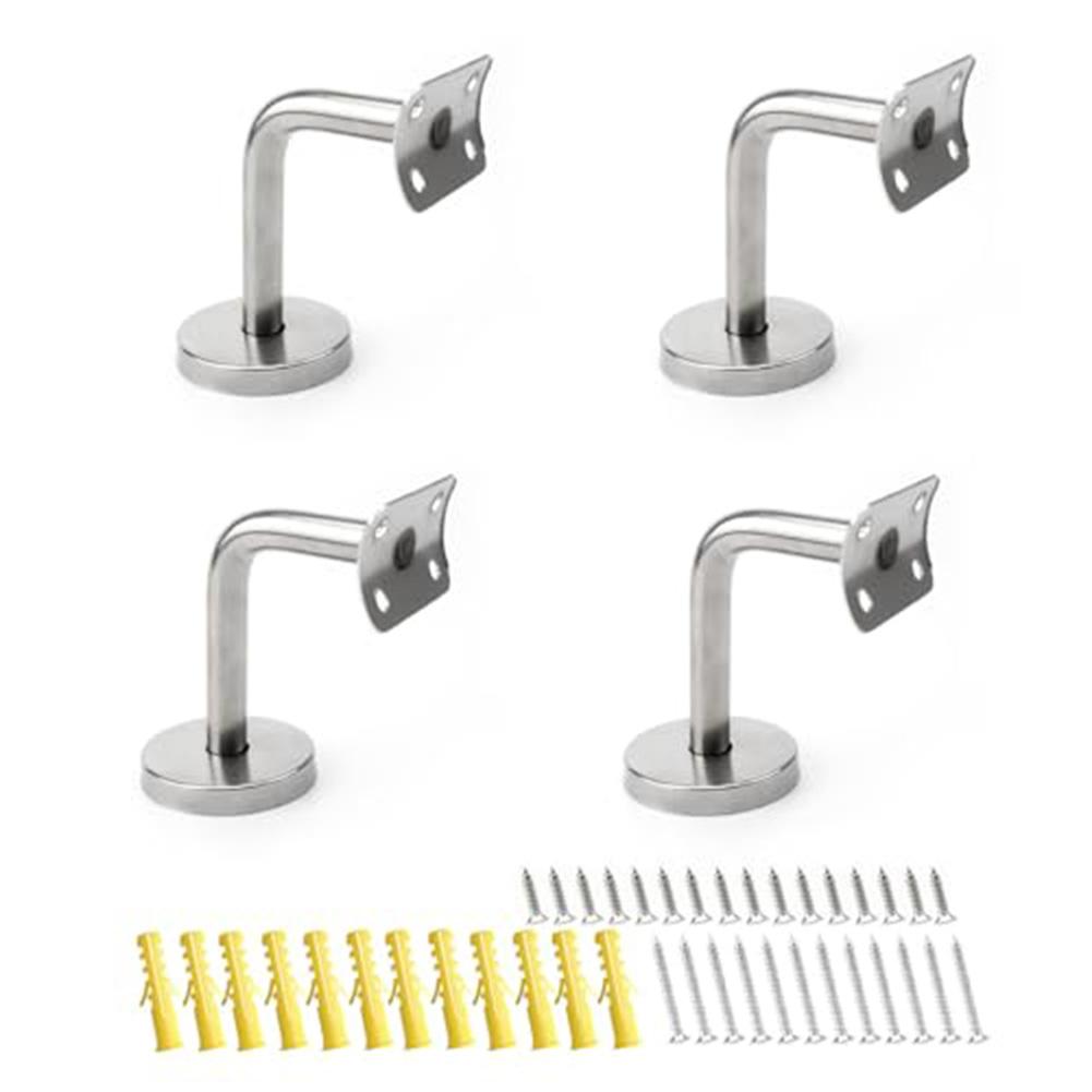 4PCS Stainless Stair Steel Handrail Brackets With Install Accessories Glass Balustrade Stair Wall Mount Bracket Hardware Tool