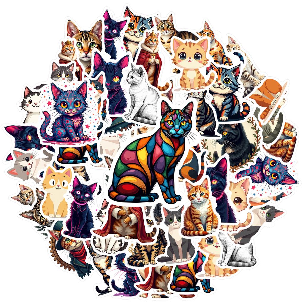 35-70pcs Lifelike Cat Stickers Cute Meow Style Graffiti Waterproof Decoration Diy Luggage Computer Phone Skateboard Sticker
