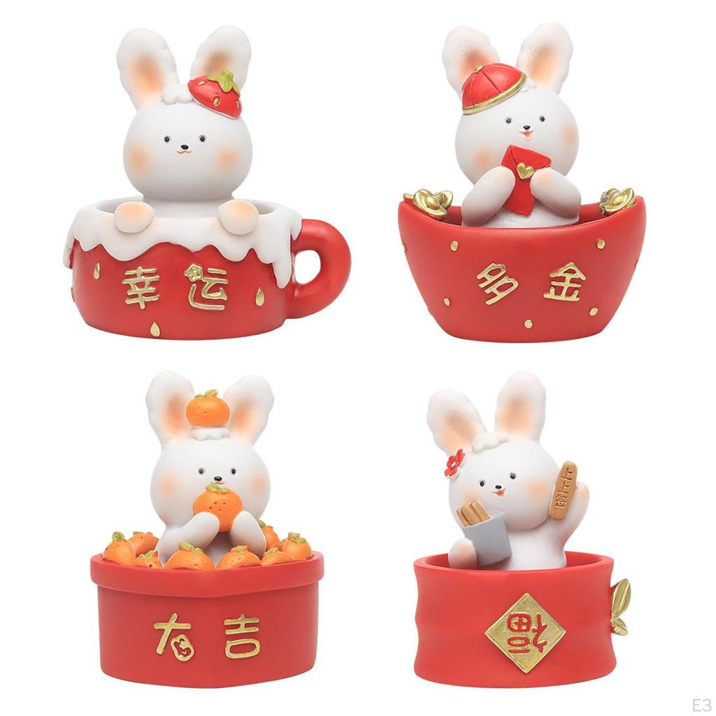 Chinese Statue Figurines Home Decoration Table Centerpieces Shaking Bunny Sculpture for Desktop,