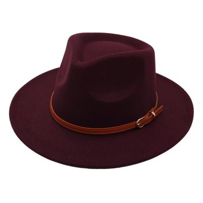 Foreign Trade Hot Hat European And American Jazz Hat Men'S And Women'S Plush Felt Hat Woolen Hat Belt Buckle Tide
