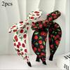 1/2pcs Elegant Sweet Multicolor Cherry Printed Wide Edge Tied Rabbit Ear Hairbands Hair Styling Tools for Volume Part Management