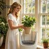 Floor Plant Shelf for Living Room Adjustable Planter Inserts Large Pots  Raiser with 4 Hook Chains  Metal False Modern Stand Bottom Pot Filler