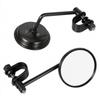 Motorcycle Rearview Mirrors, Retro Round Black 3.22" Mirror Diameter, 4.84" Stem Length