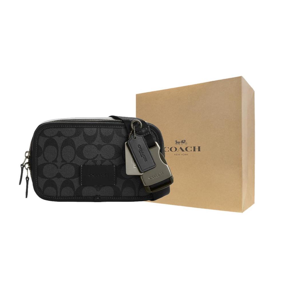 COACH Coated Canvas With Leather One Shoulder Crossbody Fanny Pack Small Men's Black CM106-QBMI5