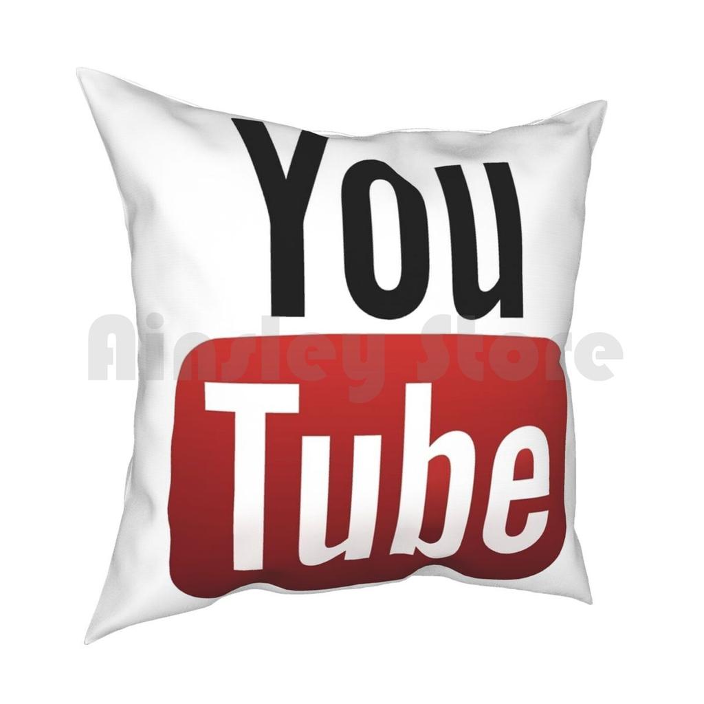 Youtube Pillow Case Printed Home Soft DIY Pillow Cover Youtube Logo Humor You Tube Red White Black