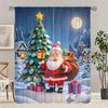 Set Of 2 Christmas Santa Claus Tree Pattern Printed Curtains Decorations Home Room Curtain Polyester Stylish