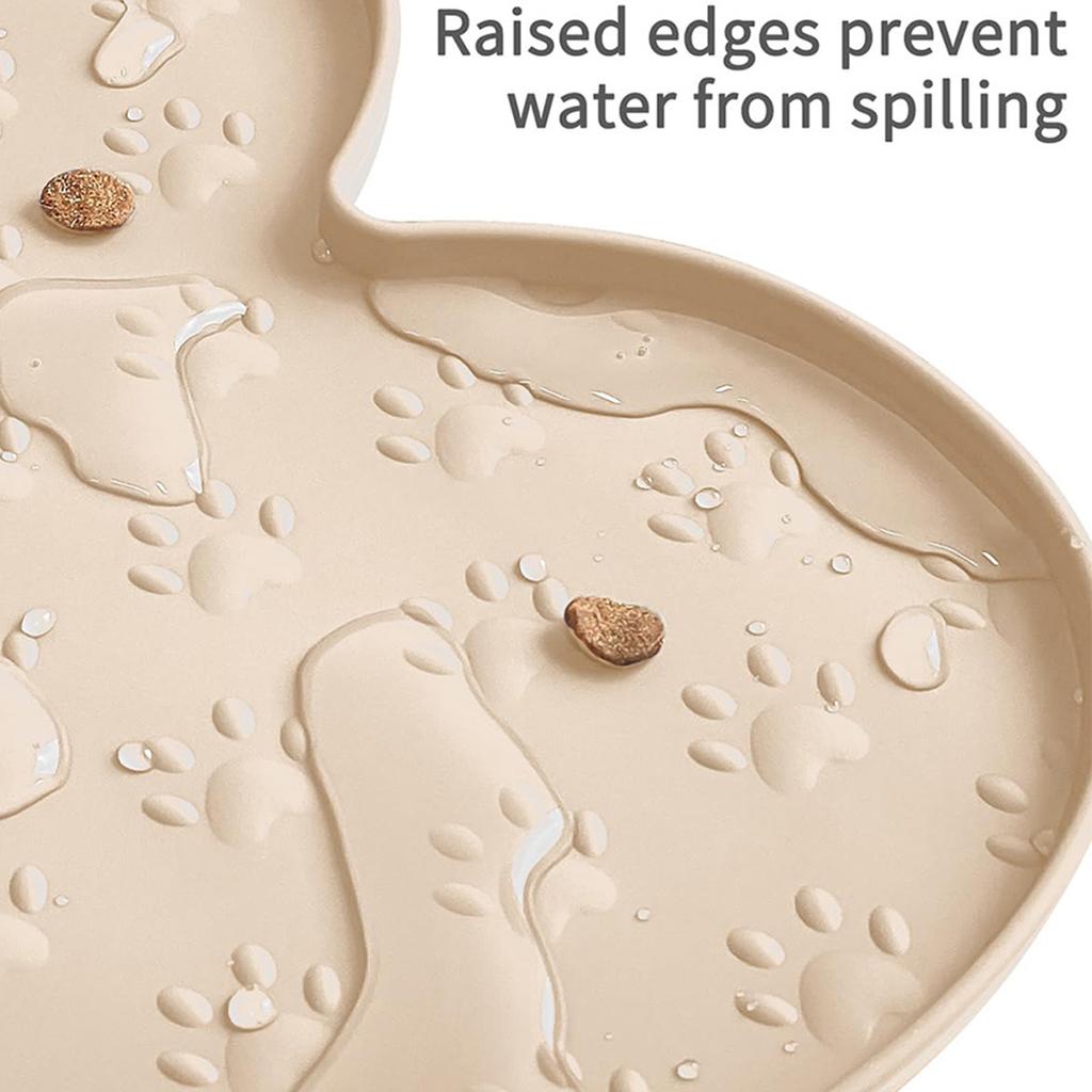 Dog Food Mat, Non-Slip Silicone, Dog Bowl Mat, Thickened Pet Placemat, Waterproof Cat Feeding Mat With Raised Edge