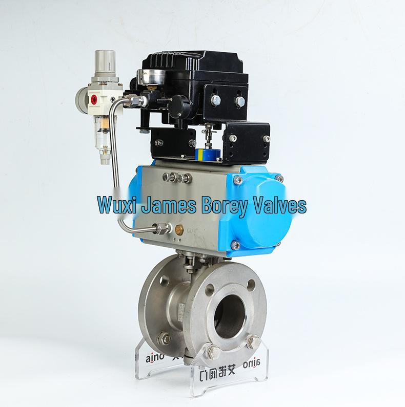 VQ647H 304 Pneumatic V-Port Flanged Ball Valve for Regulating and Shut-off in Granular Slurry Ash Discharge.