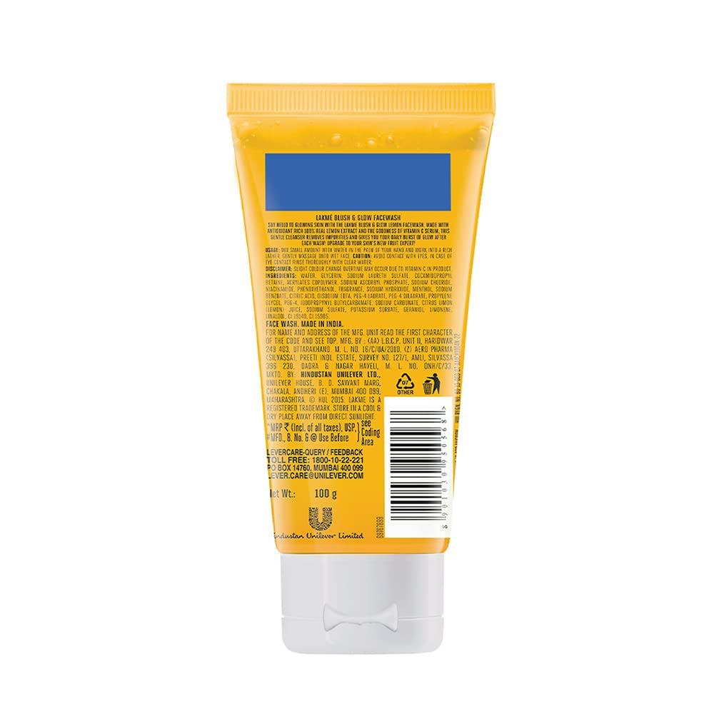 LAKMÉ Blush & Glow Lemon Freshness Gel Face Wash with Lemon Extracts, 100 G (Pack of 2)