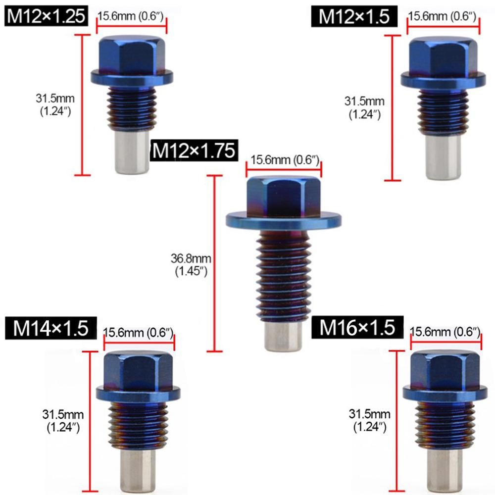 Titanium Alloy M12*1.25/1.5/1.75 M14*1.5 M16*1.5 Engine Dress Up Magnetic Oil Drain Plug Package Oil Sump Drain Plug Nut