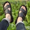 Sandals men's cowhide breathable soft bottom soft surface one pedal dual-purpose cool slippers outside casual beach shoes 2025
