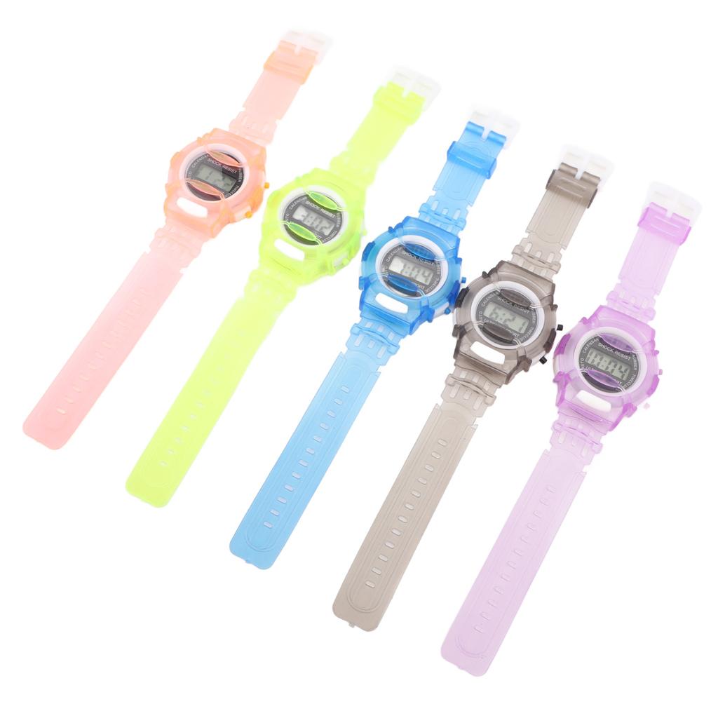 5pcs Montre de Sport Digitale pour Enfants Affichage Calendrier Résistante aux Chocs Heure Précise Montres-Bracelets Électroniques pour Garçons et Filles