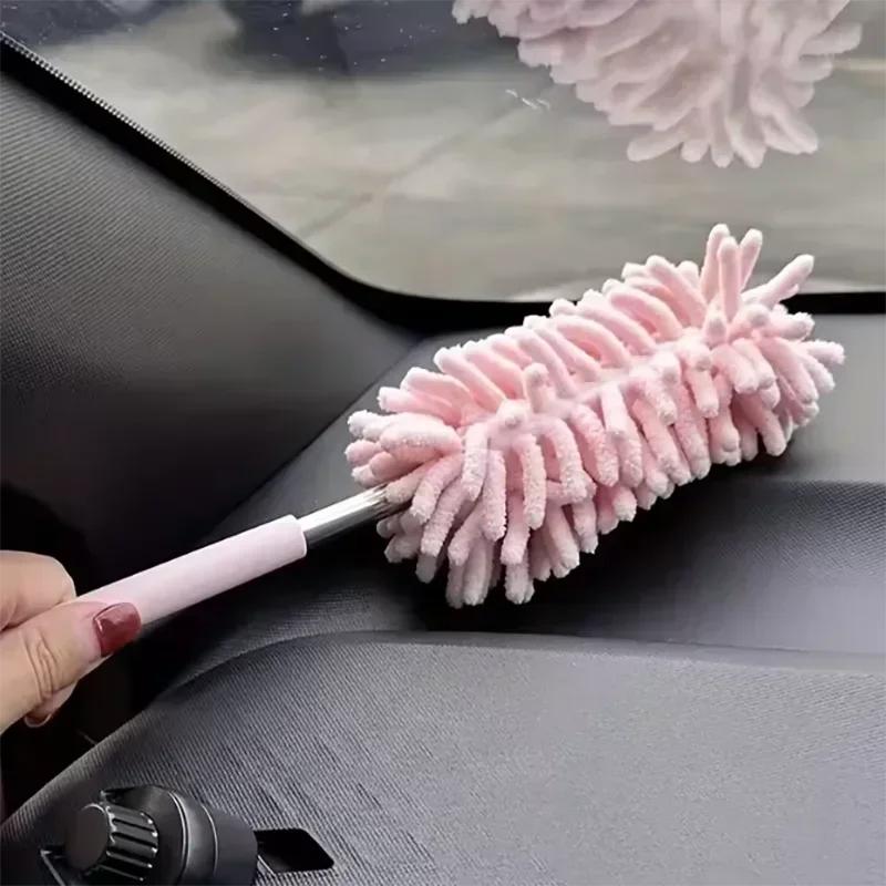 1pc-Telescopic Lengthen Duster Microfiber Chenille Home Stainless Removal Steel Dust Brush Ceiling Clean Multifunction