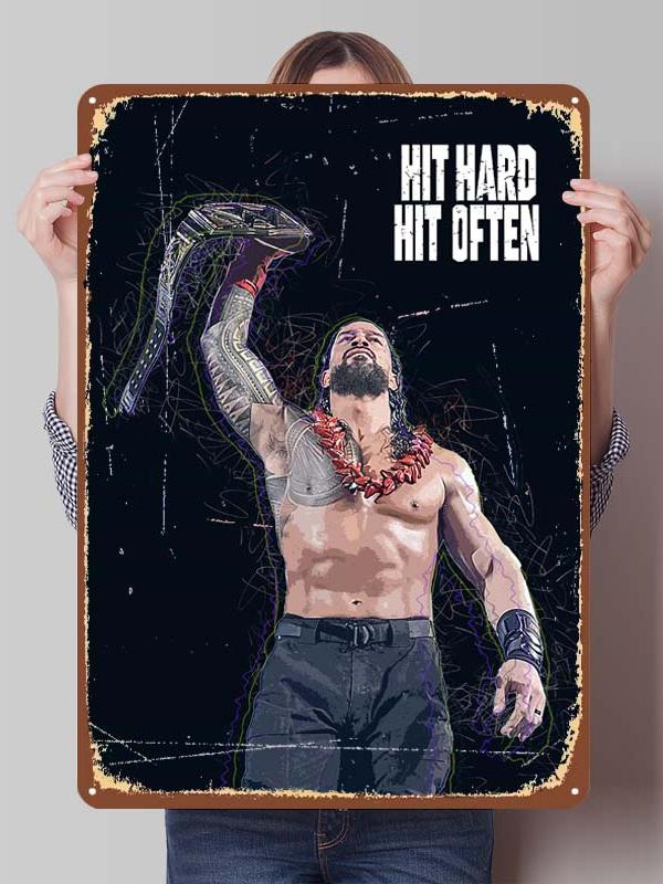 Roman Reigns Metallschilder Wrestler Poster Dekoration Schlafzimmer Anpassbare Blechschilder für Man Cave Wandkunst Dekoration Retro Zimmer