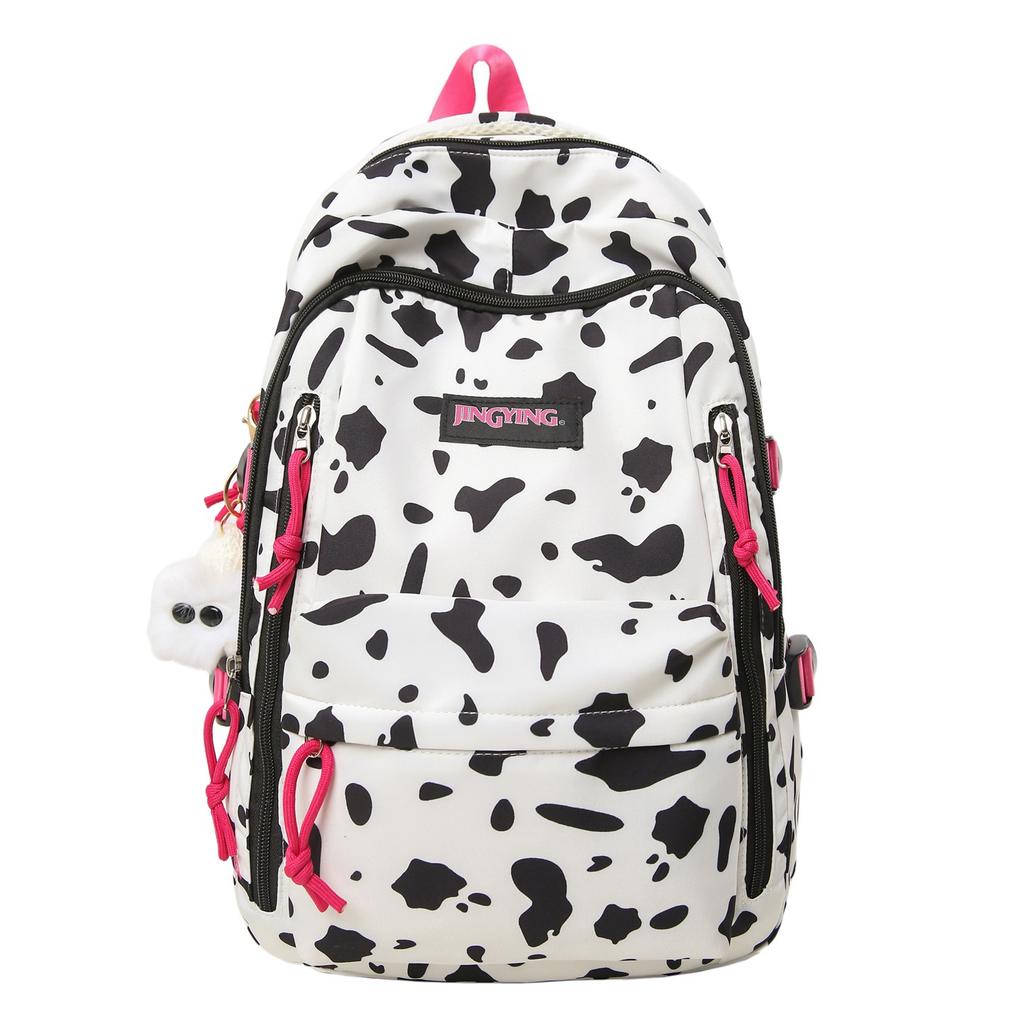 Schoolbag Japanese Harajuku Casual Cow Print Leopard Print Backpack Ins High School Student School Bag Travel Large Capacity Backpack
