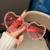 Bling Diamond Heart Sunglasses Crystal Beaded Frame Sun Glasses Women Candy Color Y2K Style Outdoor Streetwear Eyewear Props