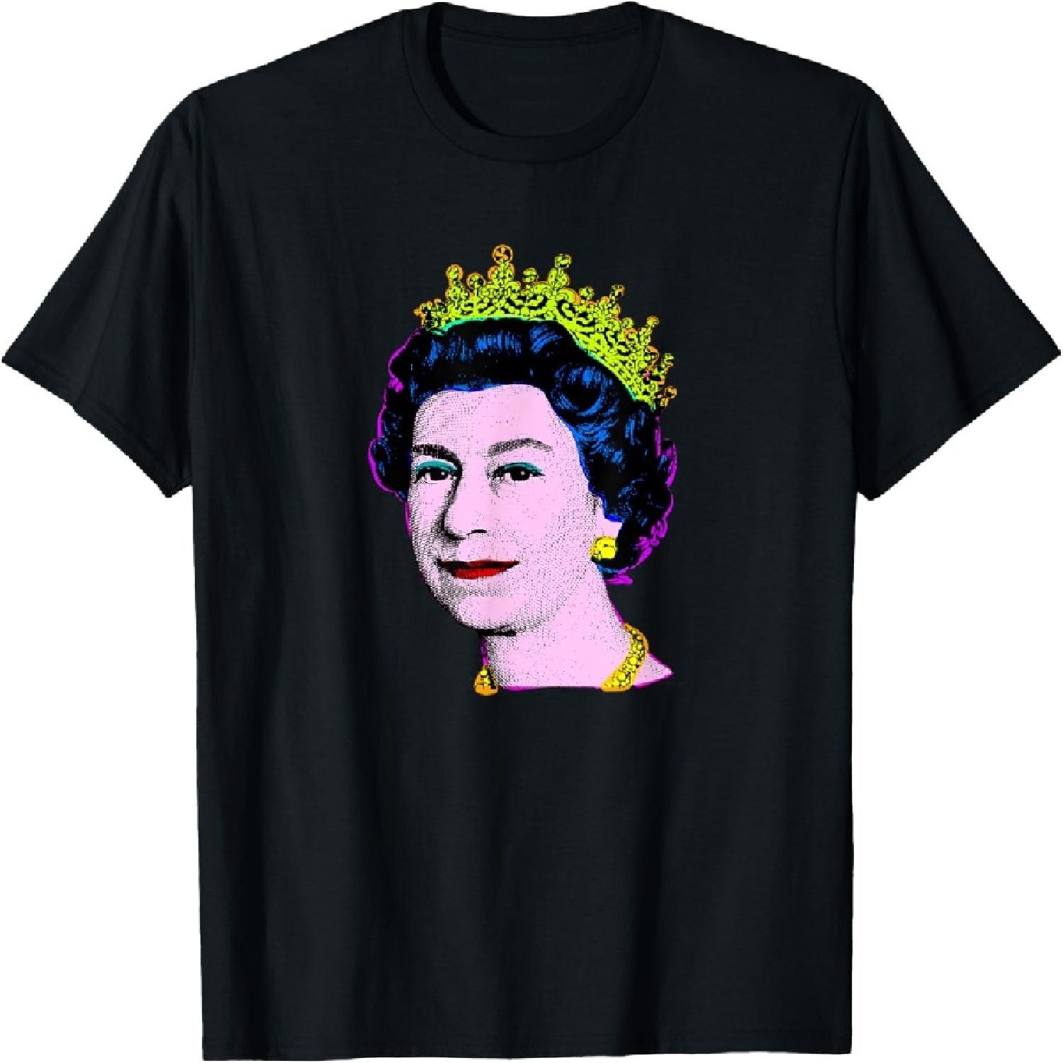 Elizabeth Pop Art Portrait Coronation Queen of England T-Shirt S