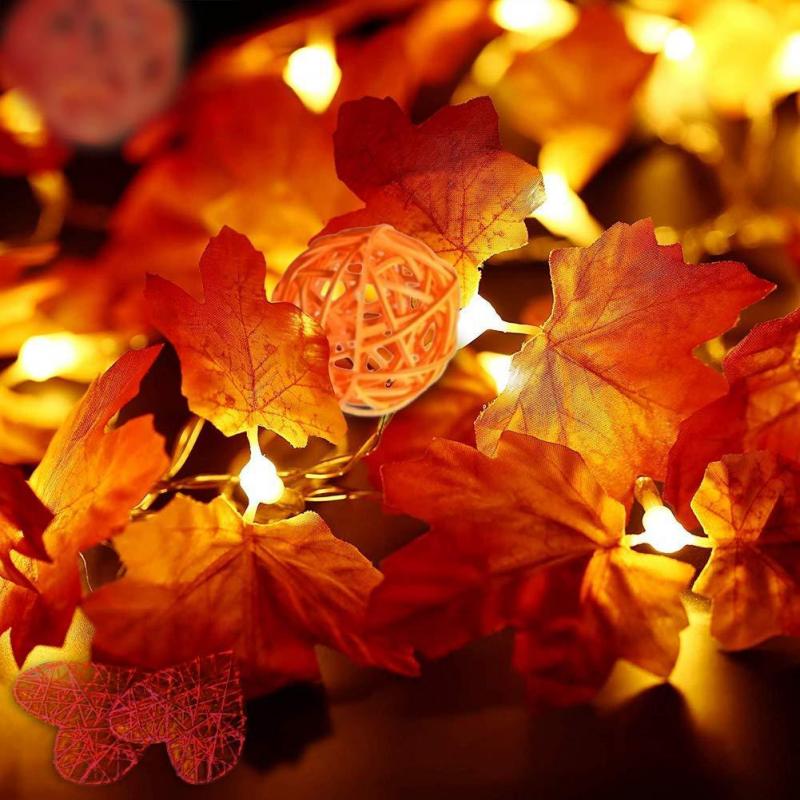 2/3/6M Christmas Decoration Artificial Maple Leaf Leaves LED Light String Lantern Garland Home Party DIY Decor Halloween New Year