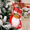 Trimmed Plaid Festive Mini Christmas Stocking With Bell For Joyful Holiday Decor