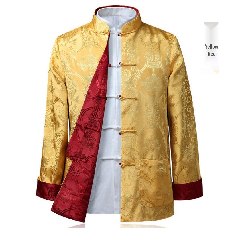 Pánská hedvábná čínská retro oboustranná bunda Tang suit