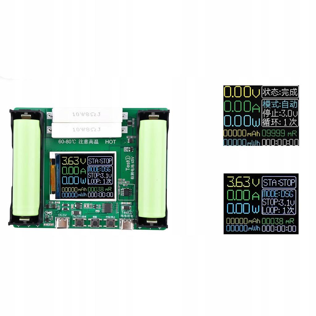 Rosfix Tester LCD Pojemności i Rezystancji Akumulatorów 18650 – Pomiar Pojemności i Rezystancji | USB-C | Trzy Tryby Pracy