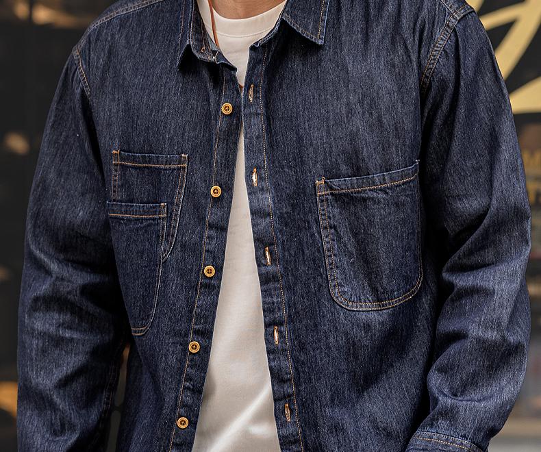 Glanlu Men's Long Sleeve Denim Workwear Shirt Jacket - New Autumn Trend