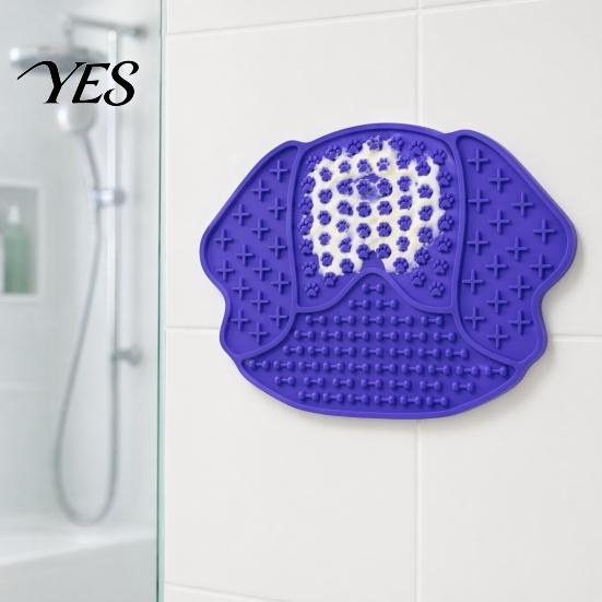 Anti-choke Pet Feeding Mat Slow Food with Strong Suction Cup, Puppy Head Design Grade Silicone Mat, Dog Eating Bowl Accessory for Prevent Choking
