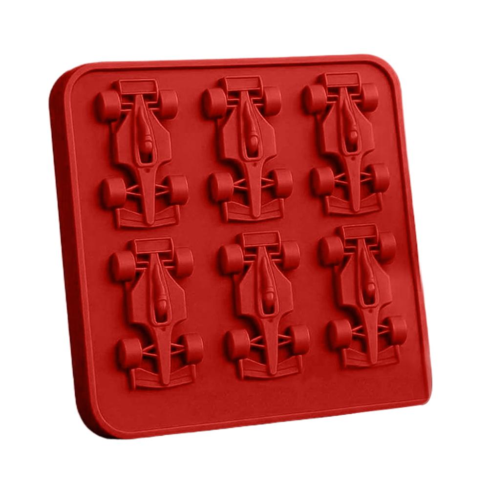 Formula Racing Car Ice Mold F1 Ice Mold Silicone Racing Car Jelly Mold 6-Cavity 3D Race Car Tumbler Ice Cube Tray Baking Tool 6